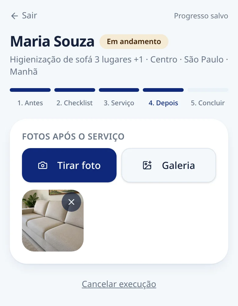 Etapa Depois da execução com foto do resultado